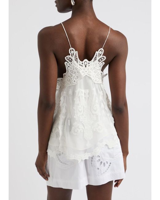 Isabel Marant White Victoria Lace-Trimmed Tank