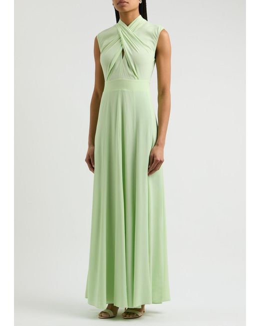 Diane von Furstenberg Green Mallery Cross-Over Maxi Dress