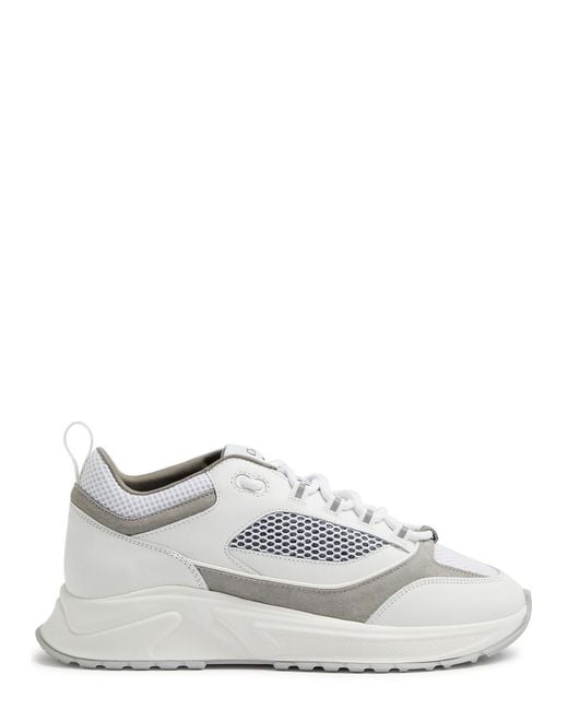 Cleens White Essential Runner Evo Panelled Leather Sneakers for men