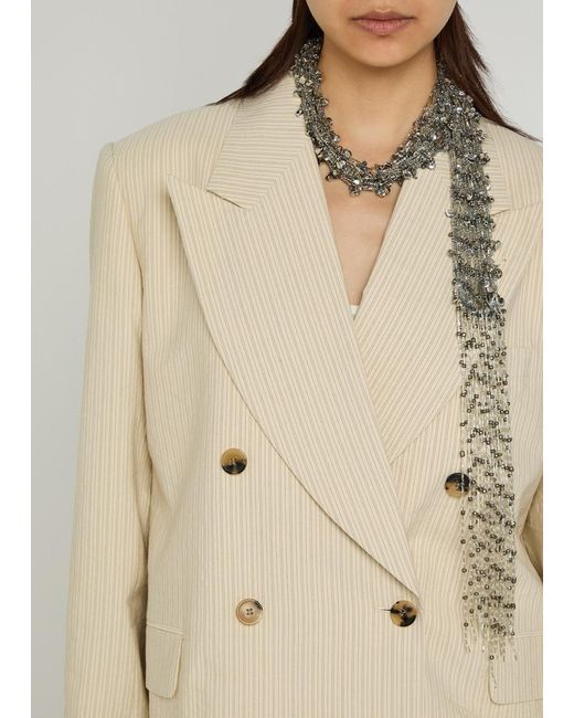 Dries Van Noten Natural Bosea Pinstriped Double-Breasted Blazer