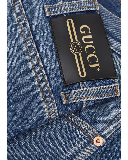 Gucci Blue Slim Tapered Cropped Jeans for men