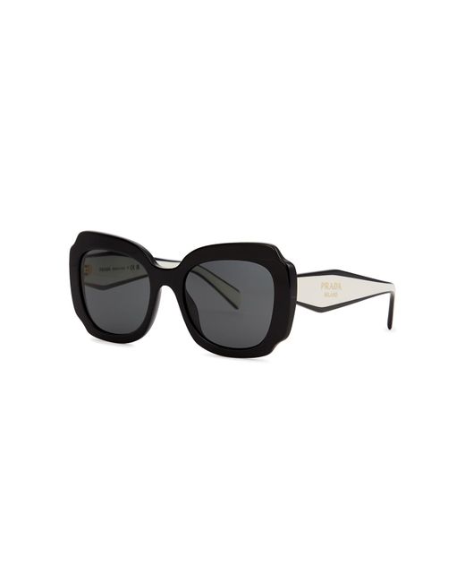 Prada Black Oversized Sunglasses Monochrome, , Designer-Stamped Lenses, Designer-Stamped Insert