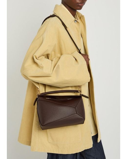 Loewe Brown Puzzle Edge Small Leather Top Handle Bag