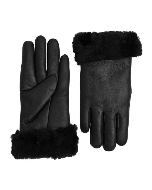 Dents Black Louisa Shearling-lined Leather Gloves