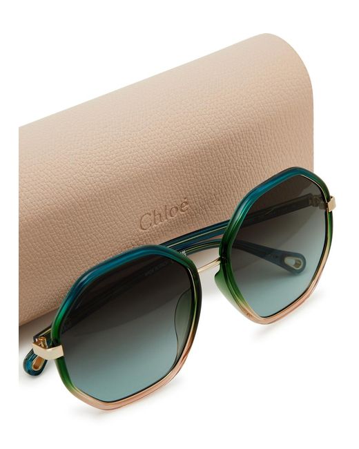 Chloé Green Franky Octagon-frame Sunglasses