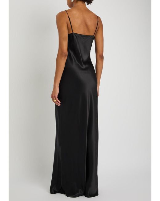 Nili Lotan Black Cami 100% Silk Designer V-Neck Gown Uk14