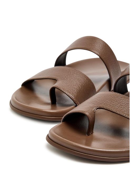 The Row Brown Hugh Grained Leather Sliders