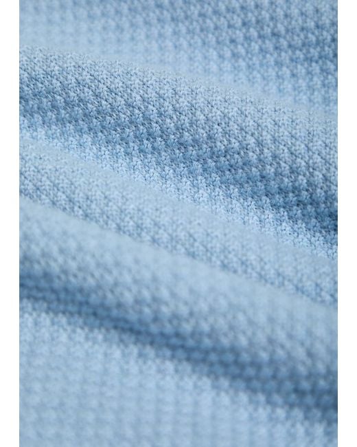Canali Blue Panelled Cotton Polo for men