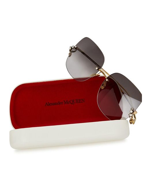 Alexander McQueen Metallic Oversized Rimless Sunglasses