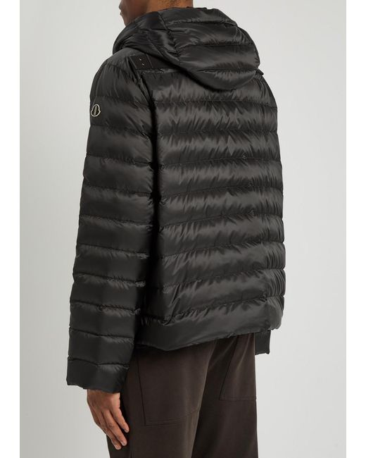 Rick Owens Black X Moncler Ziplock Hooded Padded Shell Jacket for men