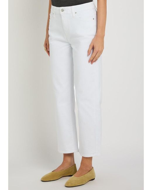PAIGE White Mason Straight-Leg Stretch-Denim Jeans