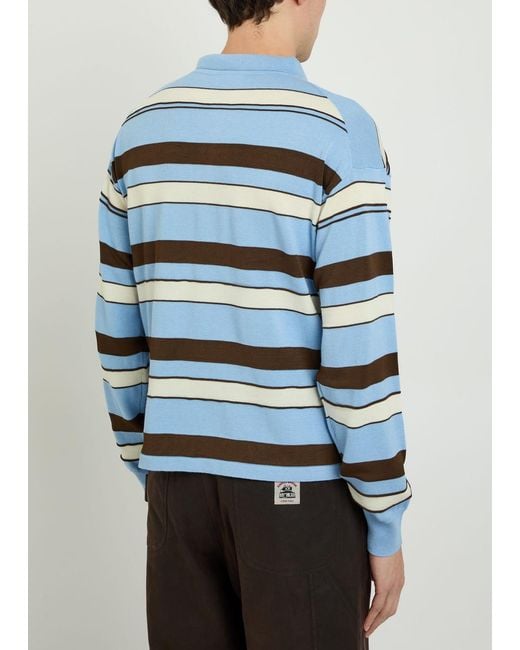 J.W. Anderson Blue Striped Knit Polo Shirt for men