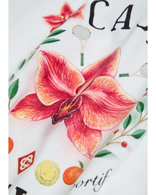 Casablanca White Casa Way Orchid Printed Cotton T-Shirt for men