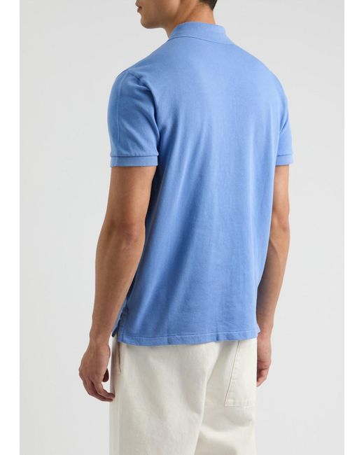 Polo Ralph Lauren Blue Logo-Embroidered Piqué Cotton Polo Shirt for men