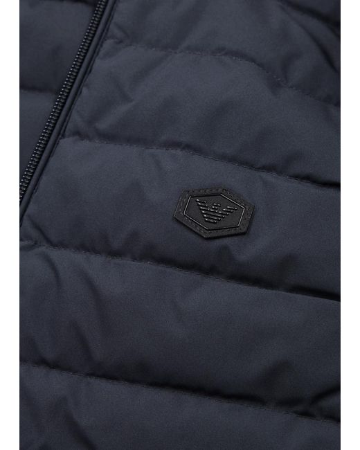 Emporio Armani Blue Logo Quilted Shell Gilet for men