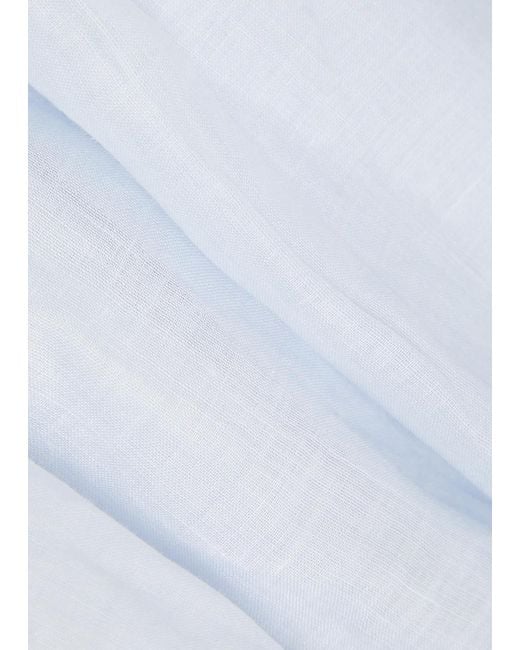 Aje. Blue Helene Pleated Ramie Maxi Dress