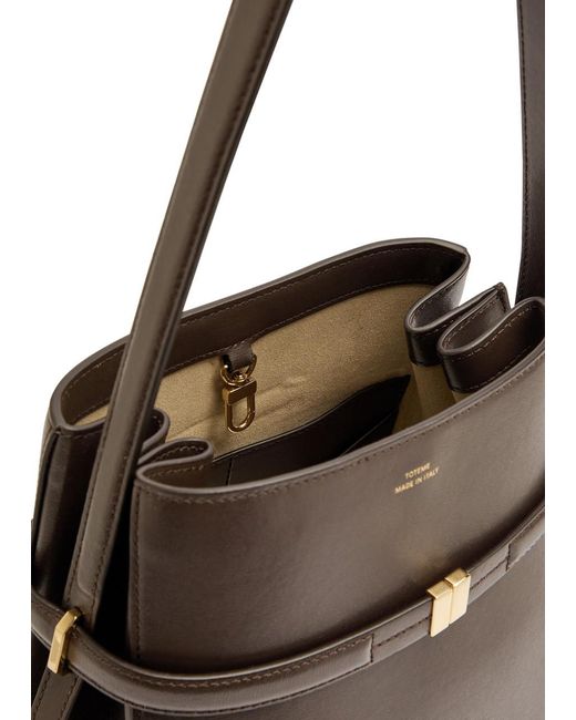 Totême  Brown Belted Leather Bucket Bag