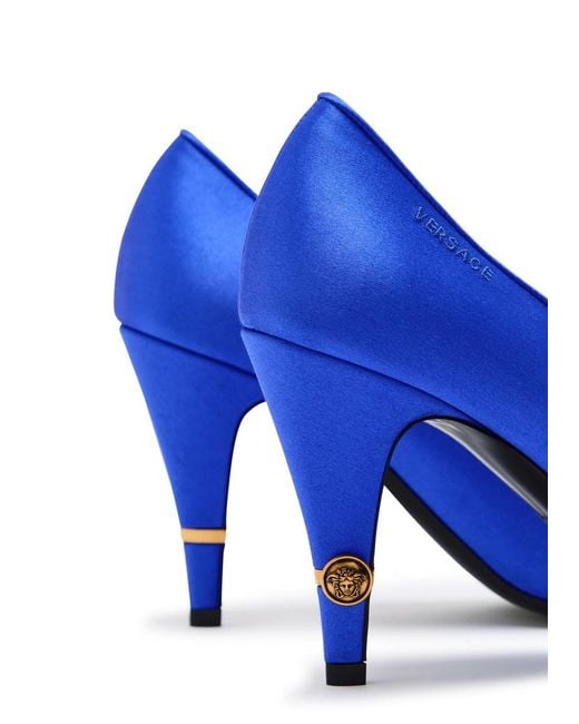 Versace Blue Decollete 90 Satin Pumps