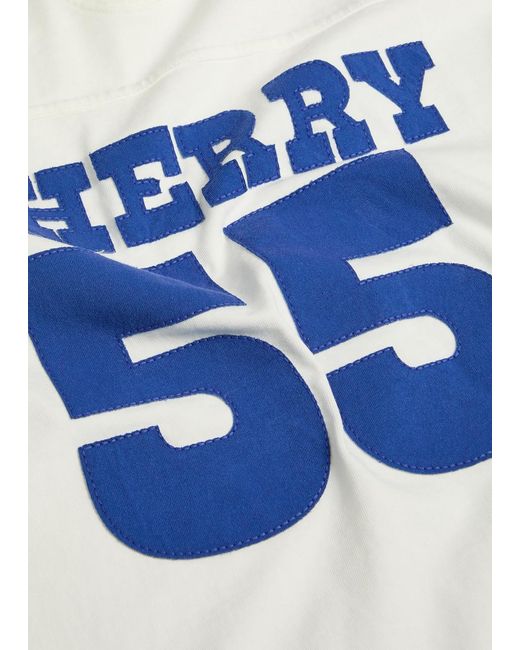 CHERRY LA Blue Appliquéd Cotton Football T-Shirt for men