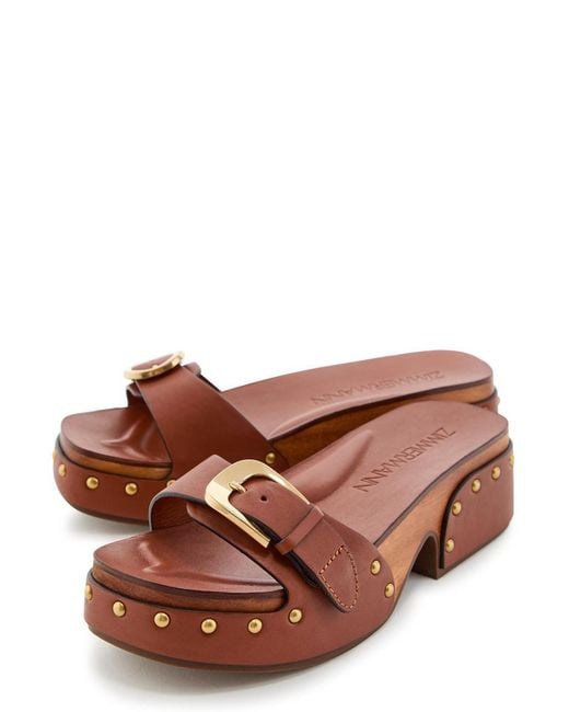 Zimmermann Brown Alight 40 Leather Platform Mules