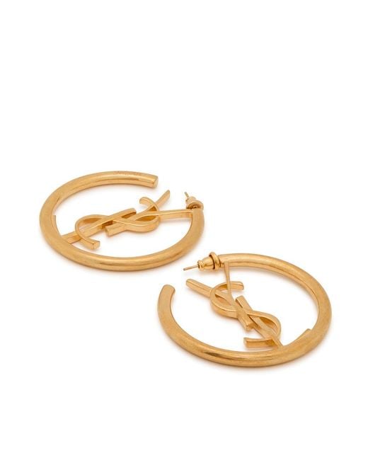 Saint Laurent Metallic Créoles Cassandre Hoop Earrings