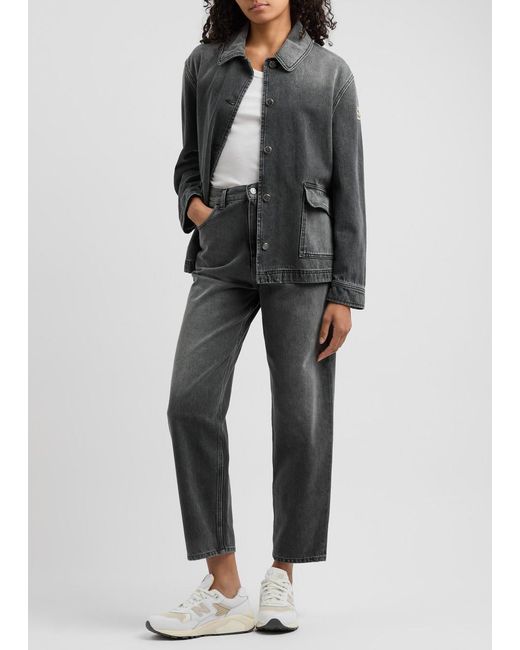 Moncler Gray Faded Cropped Straight-Leg Jeans