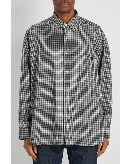 Acne Gray Plaid Cotton Shirt for men
