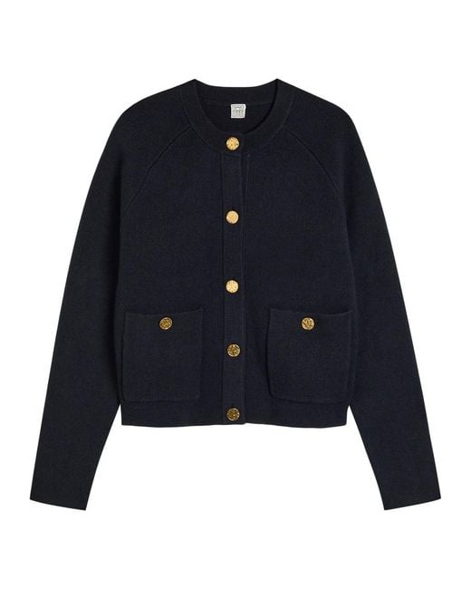Totême Blue Wool-Blend Cardigan
