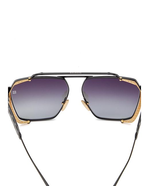 Balmain Black Premier Aviator-Style Sunglasses