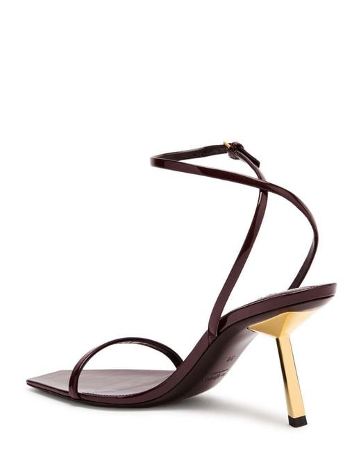 Saint Laurent Brown Lee 75 Glossed Leather Sandals