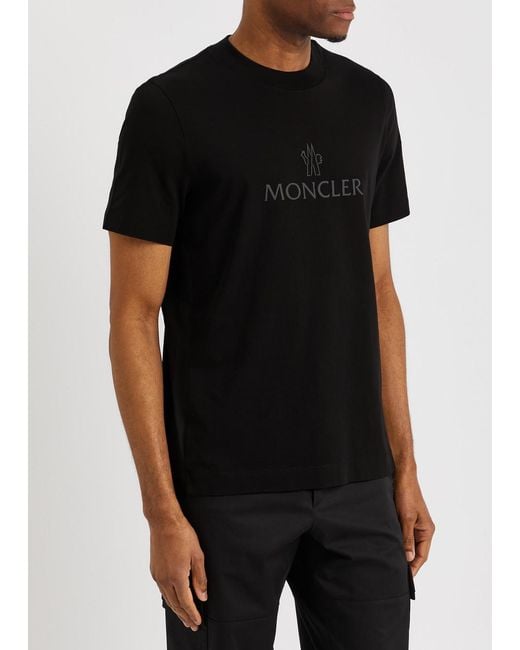 Moncler Black Logo-print Cotton T-shirt for men