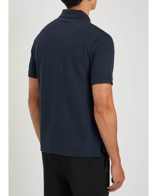 Saint Laurent Blue Logo-Embroidered Piqué Cotton-Blend Polo Shirt for men