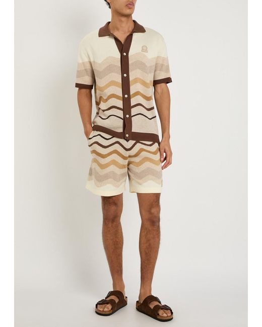 Sandbanks Natural Gradient Pattern Knit Cotton Shirt for men