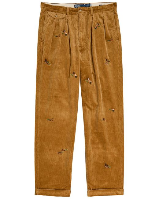 Polo Ralph Lauren Natural The Whiteman Duck-Embroidered Corduroy Trousers for men