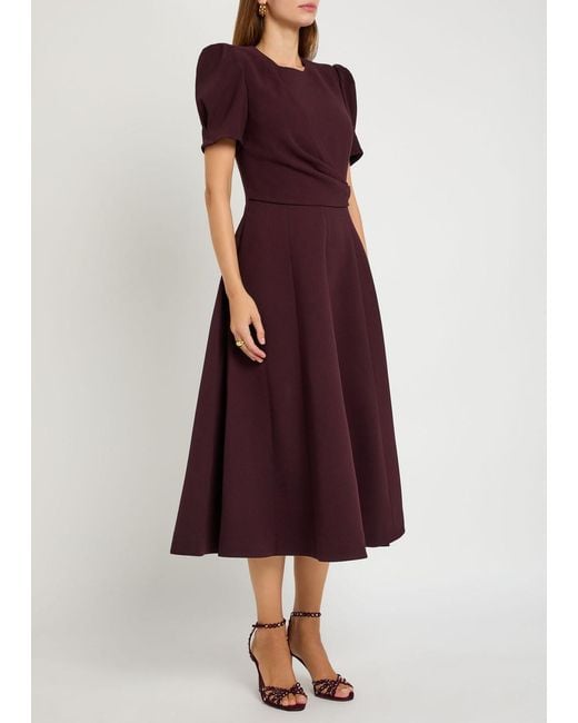 Rebecca Vallance Purple Syrah Panelled Crepe Midi Dress