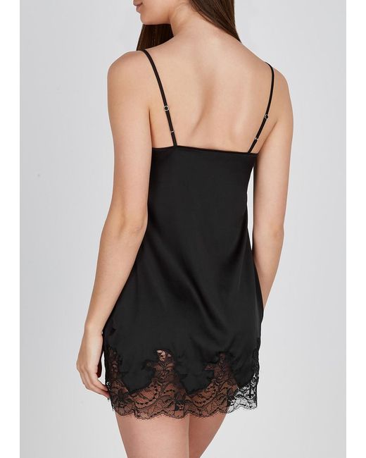 Fleur Of England Black Signature Silk-Blend Chemise