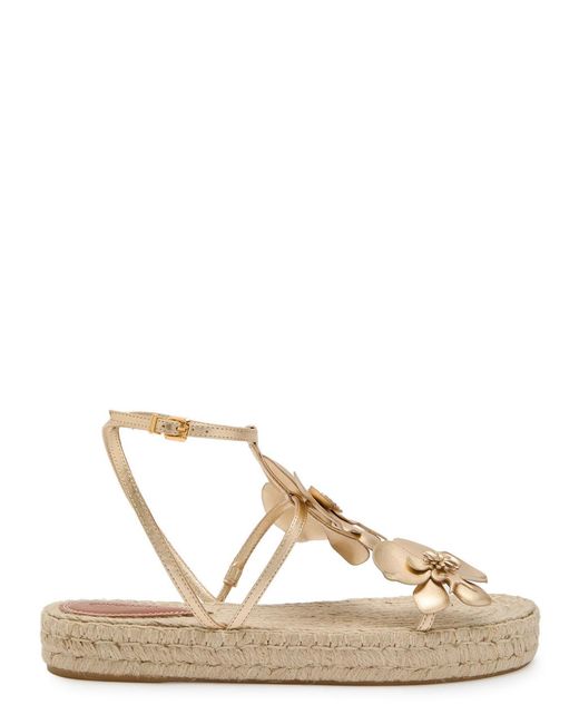 Zimmermann Natural Orchid Metallic Leather Espadrille Sandals