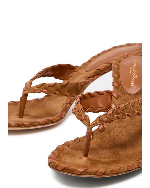 Gianvito Rossi Brown Zaira 70 Woven Nappa And Suede Sandals
