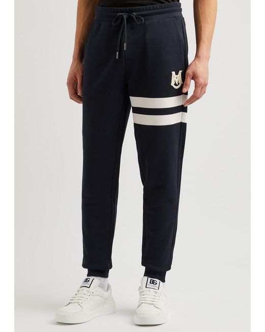 Moncler Blue Striped Logo Cotton Sweatpants for men