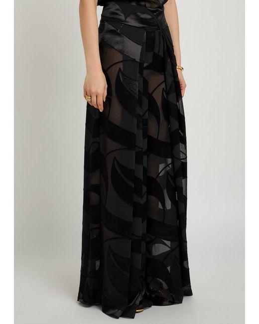 Delos Black Cybelle Devoré Georgette Trousers