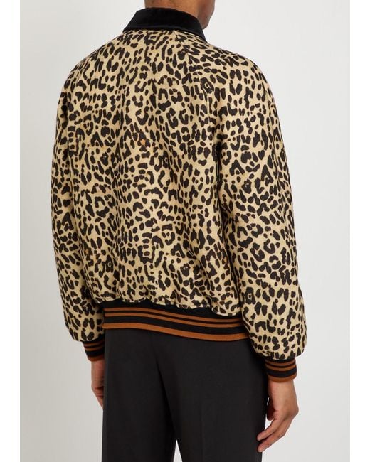 Valentino Garavani Black Leopard Velvet-Trim Wool Bomber Jacket for men