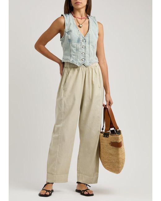 Free People Natural Preppy Tapered Cotton-Blend Trousers