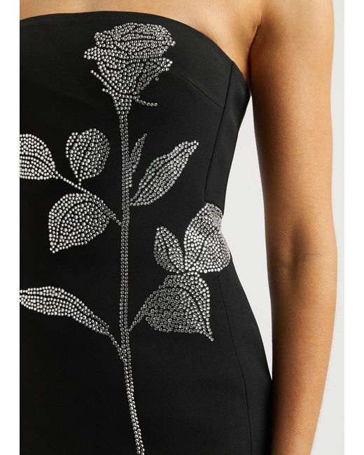 David Koma Black Crystal-Embellished Stretch-Cady Mini Dress