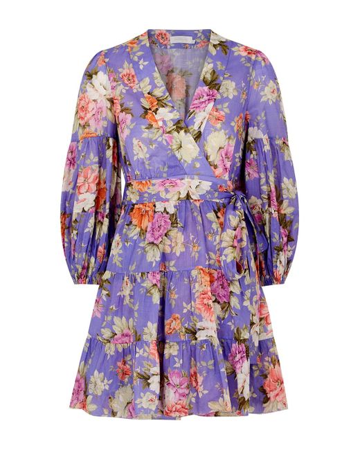 Zimmermann Pattie Floral-print Cotton Wrap Dress | Lyst