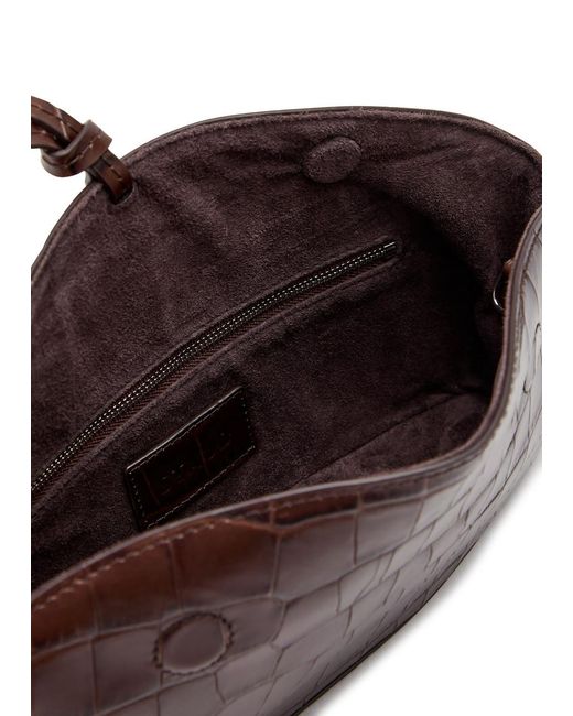 Staud Brown Eve Crocodile-Effect Leather Clutch