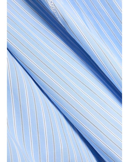 Jonathan Simkhai Blue Avaleigh Striped Lace-Trim Cotton Midi Dress
