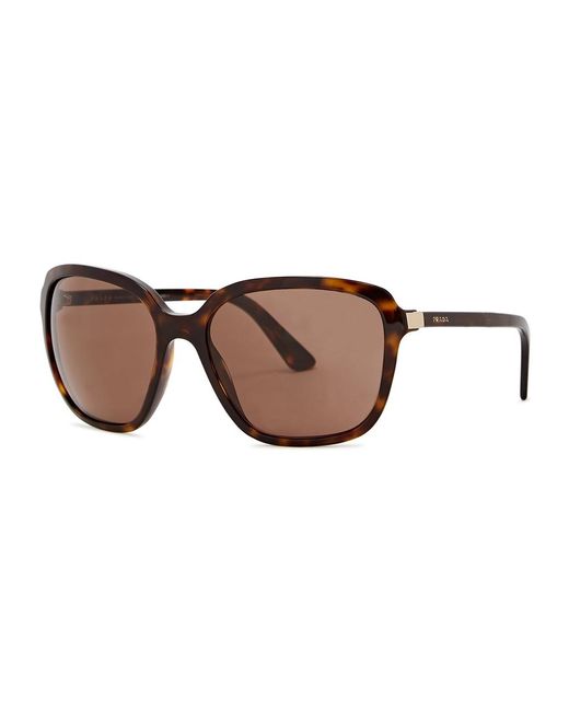 Prada Brown Havana Square Sunglasses for men