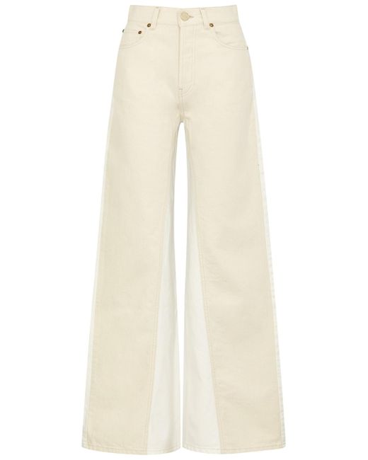 Erika Cavallini Semi Couture Denim Two-tone Panelled Wide-leg Jeans in ...