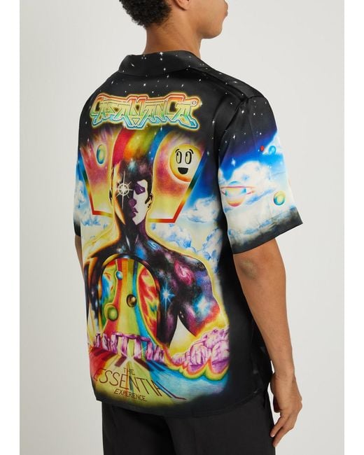 Casablanca Blue The Essential Experience Printed Silk Shirt for men