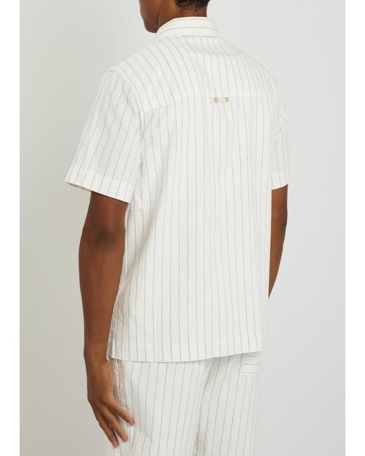 CHE White Franklin Striped Cotton And Linen-Blend Shirt for men